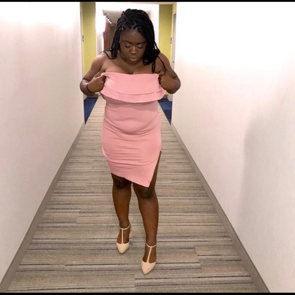 Pink dress, worn once, strapless